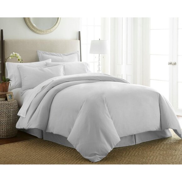 NEW Ienjoy Home Ultra Soft Duvet 3-Piece Cover Set Light Gray Full / Queen - Picture 1 of 8